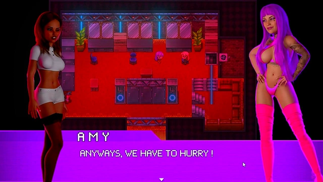 Neon Oasis – Cartoon Couple Gets Naked & Dances at the Club for Hot Action