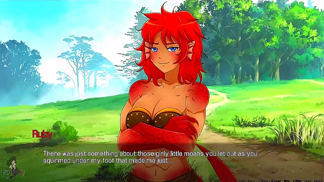 Redhead Lamia Witch Dominates Hero With Big Boobs & Muscular Strength