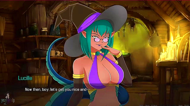 Redhead Lamia Witch Dominates Hero With Big Boobs & Muscular Strength