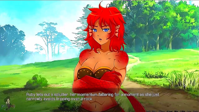 Redhead Lamia Witch Dominates Hero With Big Boobs & Muscular Strength