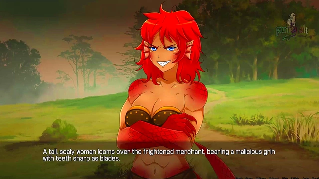 Redhead Muscle Woman Dominates New Anime Girl In Quest Failed Fantasy Scene