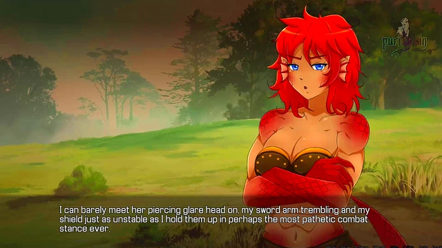 Redhead Muscle Woman Dominates New Anime Girl In Quest Failed Fantasy Scene