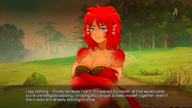 Redhead Muscle Woman Dominates New Anime Girl In Quest Failed Fantasy Scene