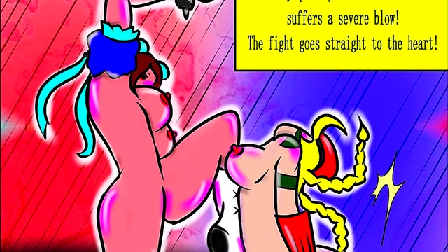 Blonde vs Brunette Catfight Wrestling for Extreme Hentai Pleasure