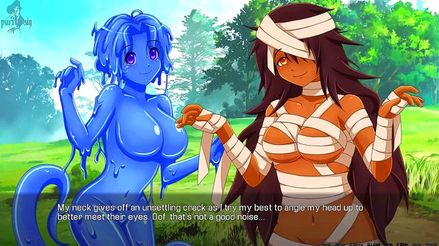 Monster MummyGirl Tari Seduces Ebony Heroine Jilly in Slime-Filled Swamp Adventure