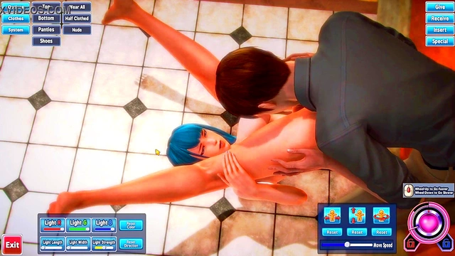 Blue-Haired Beauty Gets Fucked Hard In The Lobby By Horny Guy