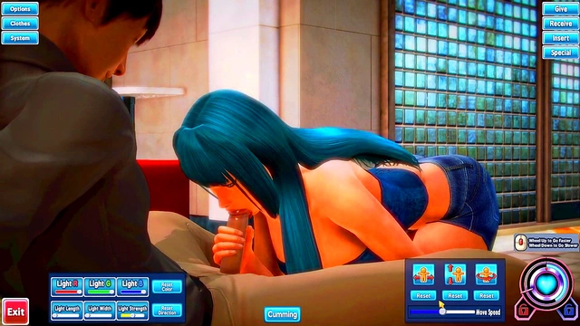 Blue-Haired Beauty Gets Fucked Hard In The Lobby By Horny Guy