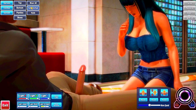 Blue-Haired Beauty Gets Fucked Hard In The Lobby By Horny Guy