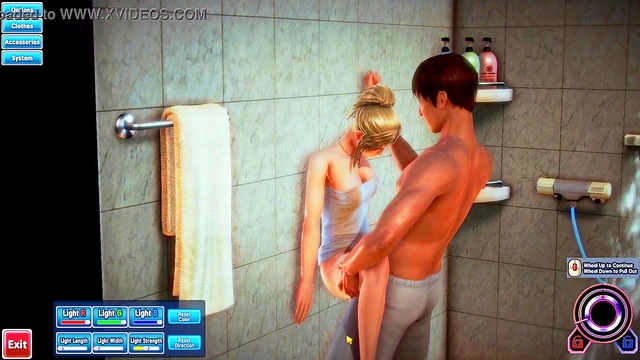 Blonde Honey Select Babe Gets Fucked in Shower With Bathrobe On