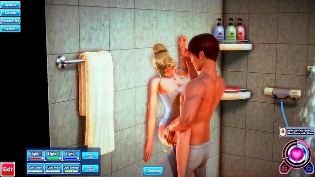 Blonde Honey Select Babe Gets Fucked in Shower With Bathrobe On