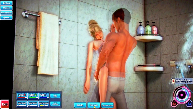 Blonde Honey Select Babe Gets Fucked in Shower With Bathrobe On