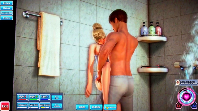 Blonde Honey Select Babe Gets Fucked in Shower With Bathrobe On