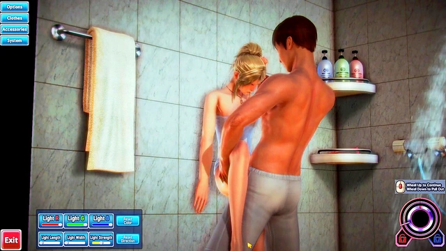 Blonde Honey Select Babe Gets Fucked in Shower With Bathrobe On