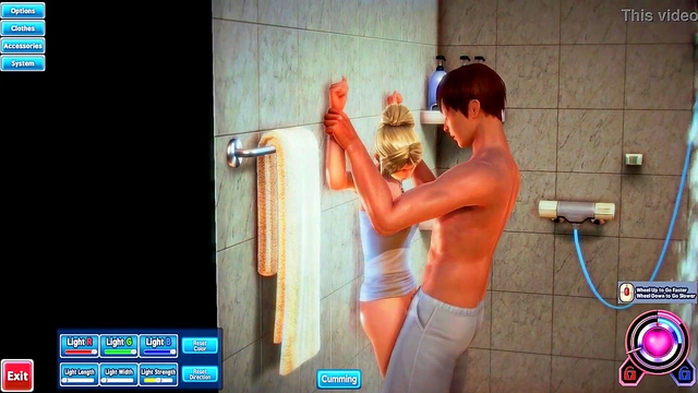 Blonde Honey Select Babe Gets Fucked in Shower With Bathrobe On