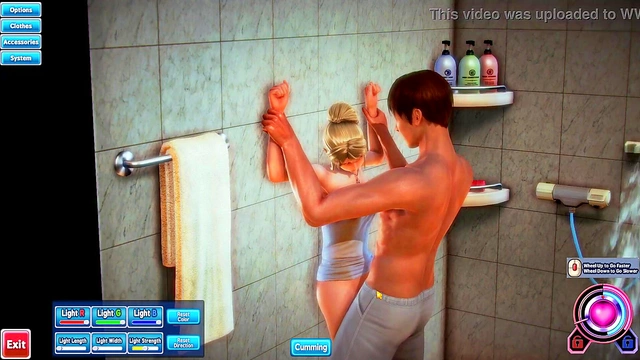 Blonde Honey Select Babe Gets Fucked in Shower With Bathrobe On