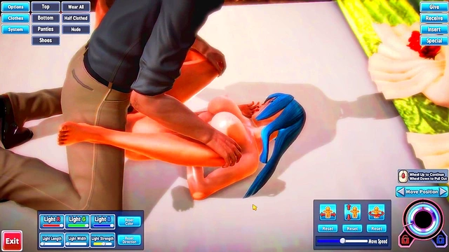 Blue-Haired Beauty Fingers Herself Before Intense Hentai Fucking Session