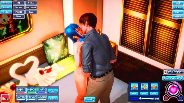 Blue-Haired Beauty Fingers Herself Before Intense Hentai Fucking Session