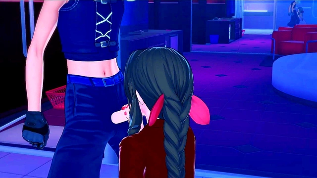 Aerith Rides Cloud's Dick in Bathroom Before Wall Fuck Creampie Orgasm