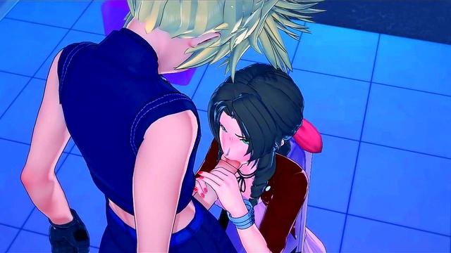 Aerith Rides Cloud's Dick in Bathroom Before Wall Fuck Creampie Orgasm