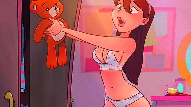 Horny Couple Spends Night in Bed With Cartoony Bunda Action & Car Sex Fun