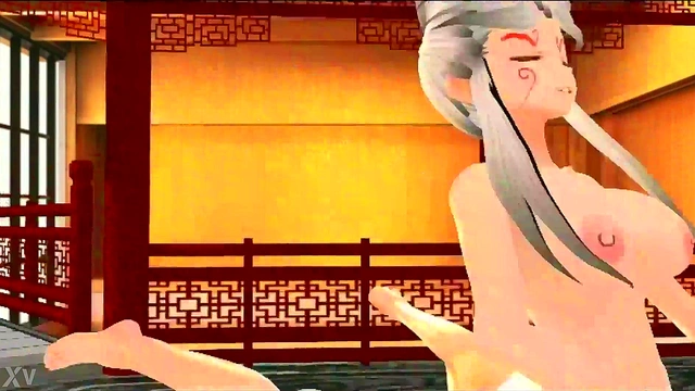 Ushiwakamaru Fucks Goddess Aosaginohi in Morning Love Session