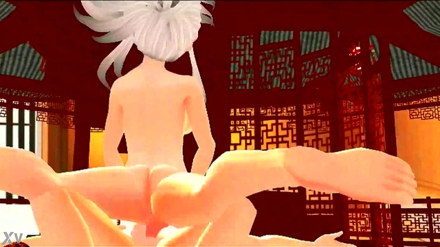 Ushiwakamaru Fucks Goddess Aosaginohi in Morning Love Session