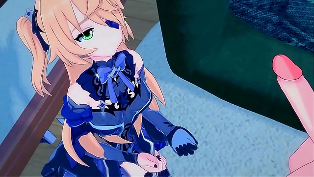 Cute Anime Fischl Sucks Dick Before Missionary Fucking for Creampie & Cum Swallow