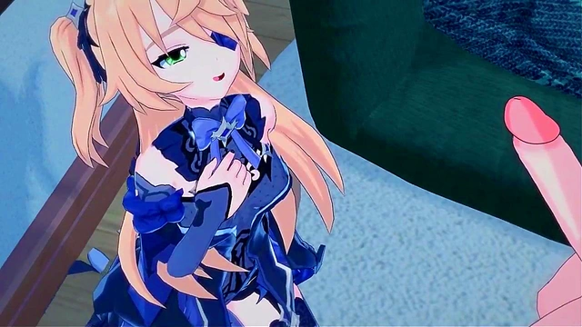 Cute Anime Fischl Sucks Dick Before Missionary Fucking for Creampie & Cum Swallow