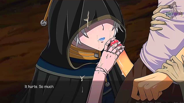 White-Haired Monster Girl Gives Seductive Handjob & Facial In Quest Failed Anime