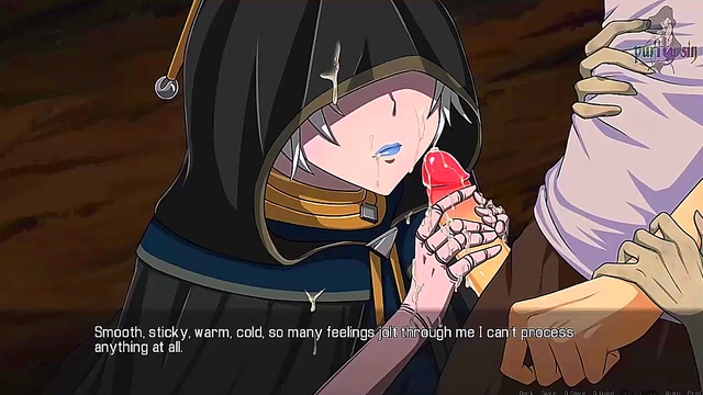 White-Haired Monster Girl Gives Seductive Handjob & Facial In Quest Failed Anime