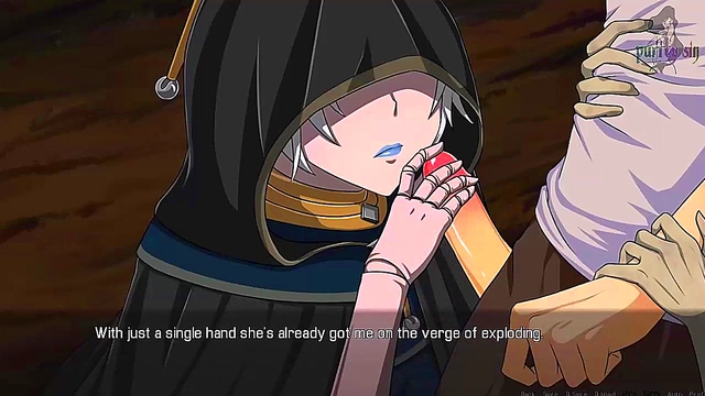 White-Haired Monster Girl Gives Seductive Handjob & Facial In Quest Failed Anime