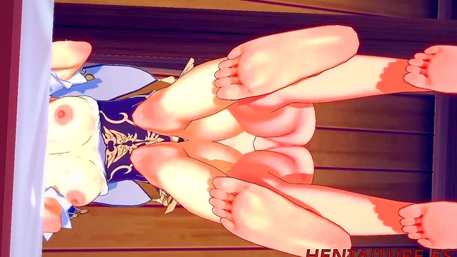 Lisa from Genshin Impact Enjoying Intense Blowjob & Pussy Fucking With Blonde Boyfriend