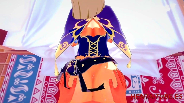 Lisa from Genshin Impact Enjoying Intense Blowjob & Pussy Fucking With Blonde Boyfriend