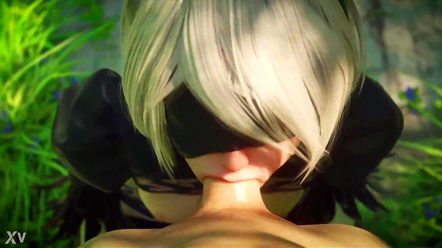 2B from Nier Sucks Cock Outdoors in 3D Hentai POV Cartoon Action