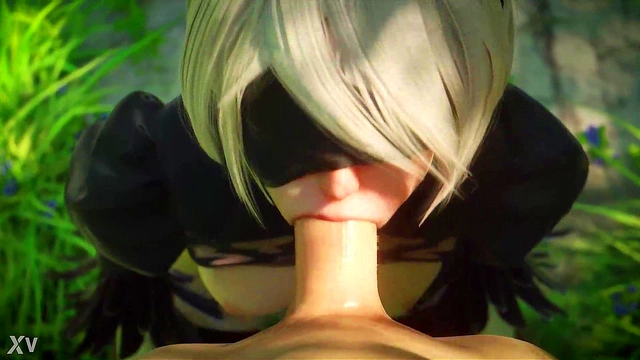 2B from Nier Sucks Cock Outdoors in 3D Hentai POV Cartoon Action