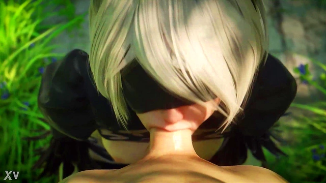 2B from Nier Sucks Cock Outdoors in 3D Hentai POV Cartoon Action