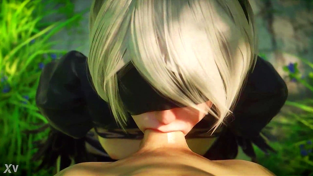 2B from Nier Sucks Cock Outdoors in 3D Hentai POV Cartoon Action