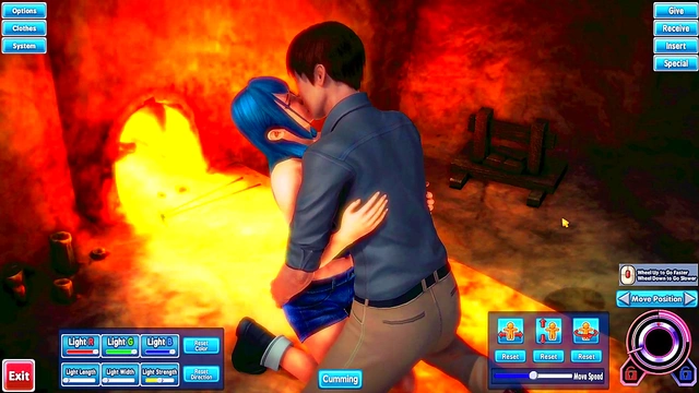 Blue-Haired Beauty Pleasures Herself Seductively In Honey Select Anime