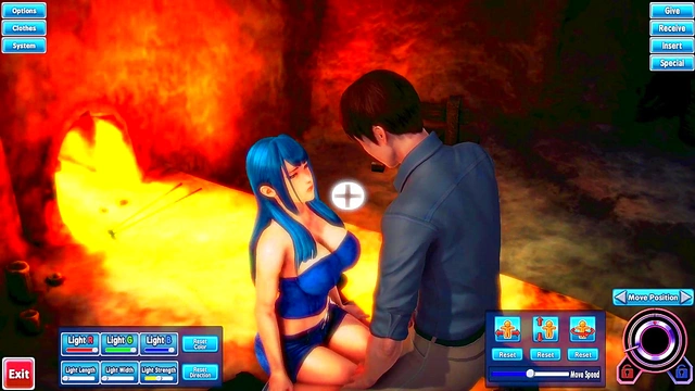 Blue-Haired Beauty Pleasures Herself Seductively In Honey Select Anime