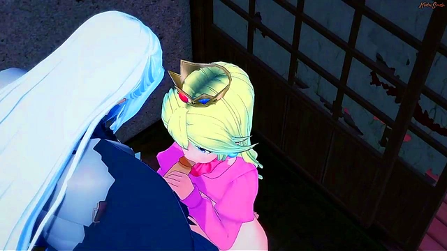 Blonde Princess Peach Gets Fucked Doggy Style by Sephiroth for Creampie Orgasm