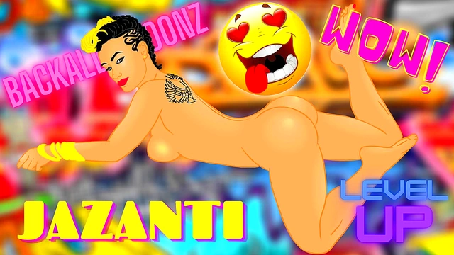Sexy Latina Jazanti Flashes Her Tats & Big Ass in Busty Anime Cartoon