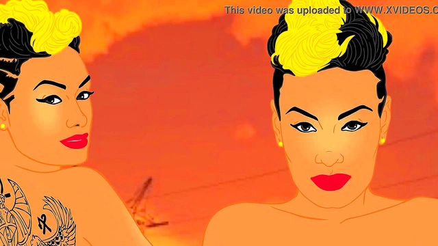 Sexy Latina Jazanti Flashes Her Tats & Big Ass in Busty Anime Cartoon