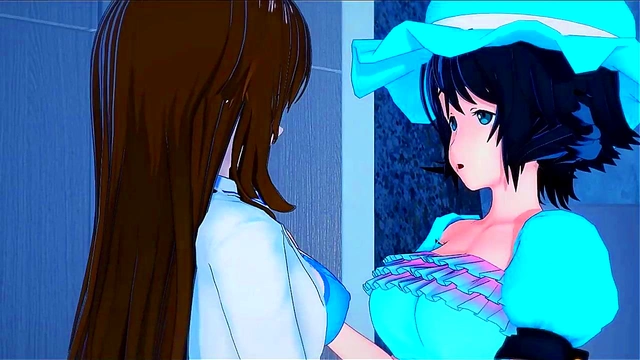 Hot Anime Lesbians Kurisu & Mayuri Strap-On Fuck in Uncensored 3D Hentai Scene