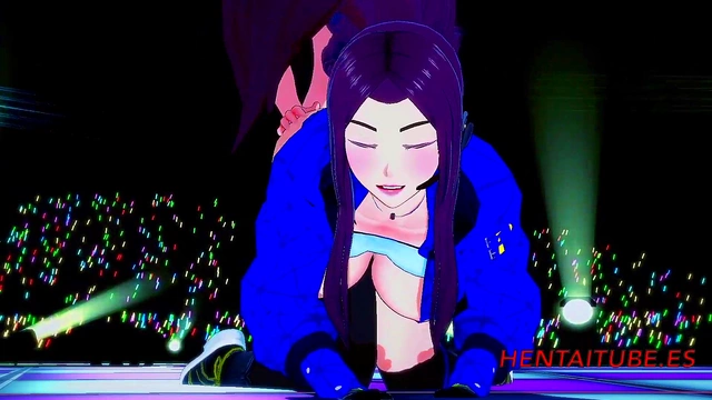 KDA Akali Cosplay Blowjob & Doggy Style Fuck Ends in Double Cuming Creampie