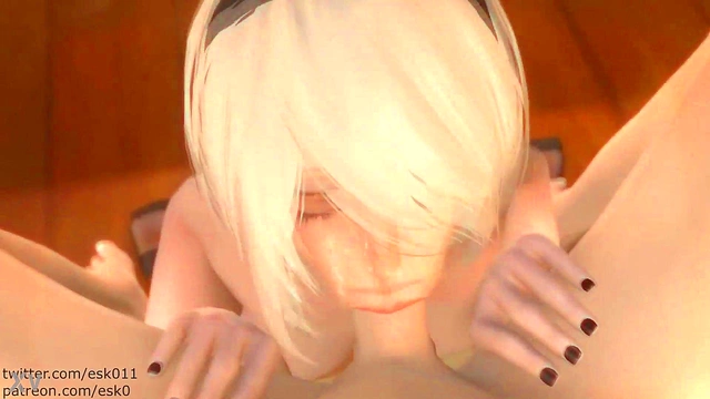 Submissive Nier Automata 2B Deepthroats & Swallows Hard Core Anime Blowjob