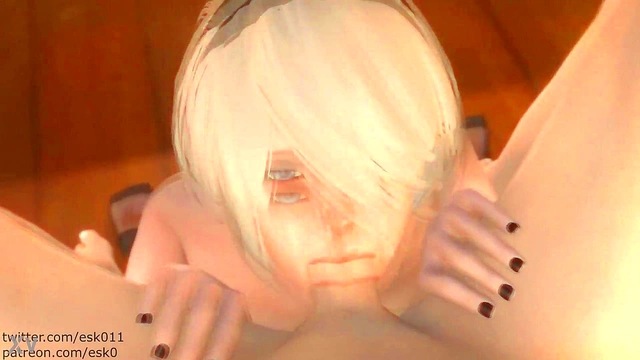 Submissive Nier Automata 2B Deepthroats & Swallows Hard Core Anime Blowjob