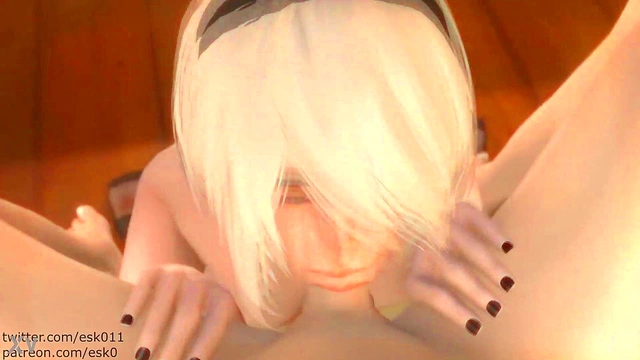 Submissive Nier Automata 2B Deepthroats & Swallows Hard Core Anime Blowjob