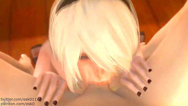 Submissive Nier Automata 2B Deepthroats & Swallows Hard Core Anime Blowjob