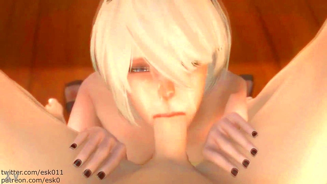 Submissive Nier Automata 2B Deepthroats & Swallows Hard Core Anime Blowjob