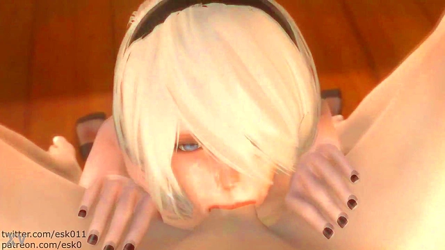 Submissive Nier Automata 2B Deepthroats & Swallows Hard Core Anime Blowjob